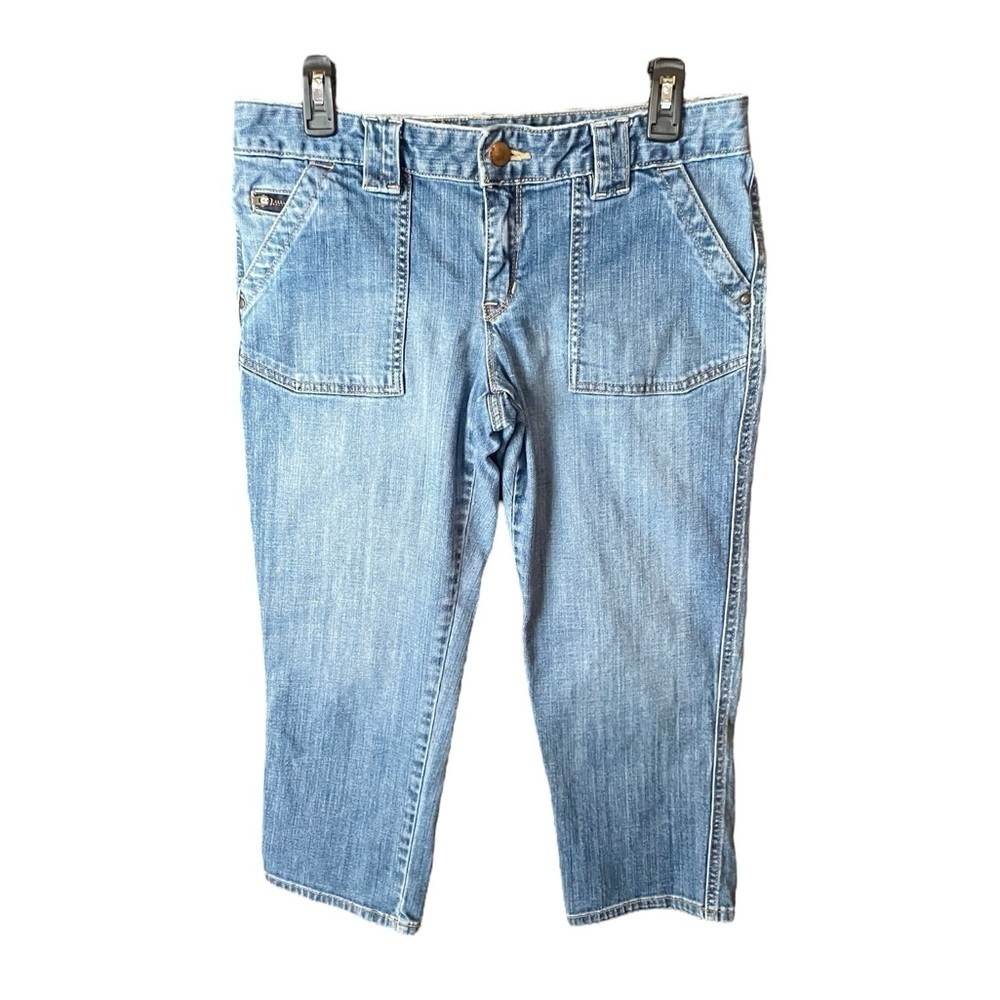 GAP 2010 women’s stretch denim jean capri pants zip pockets 8 medium wash blue